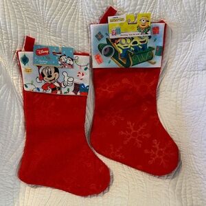 Disney Red Christmas Stockings with Mickey and Minions by Ruz